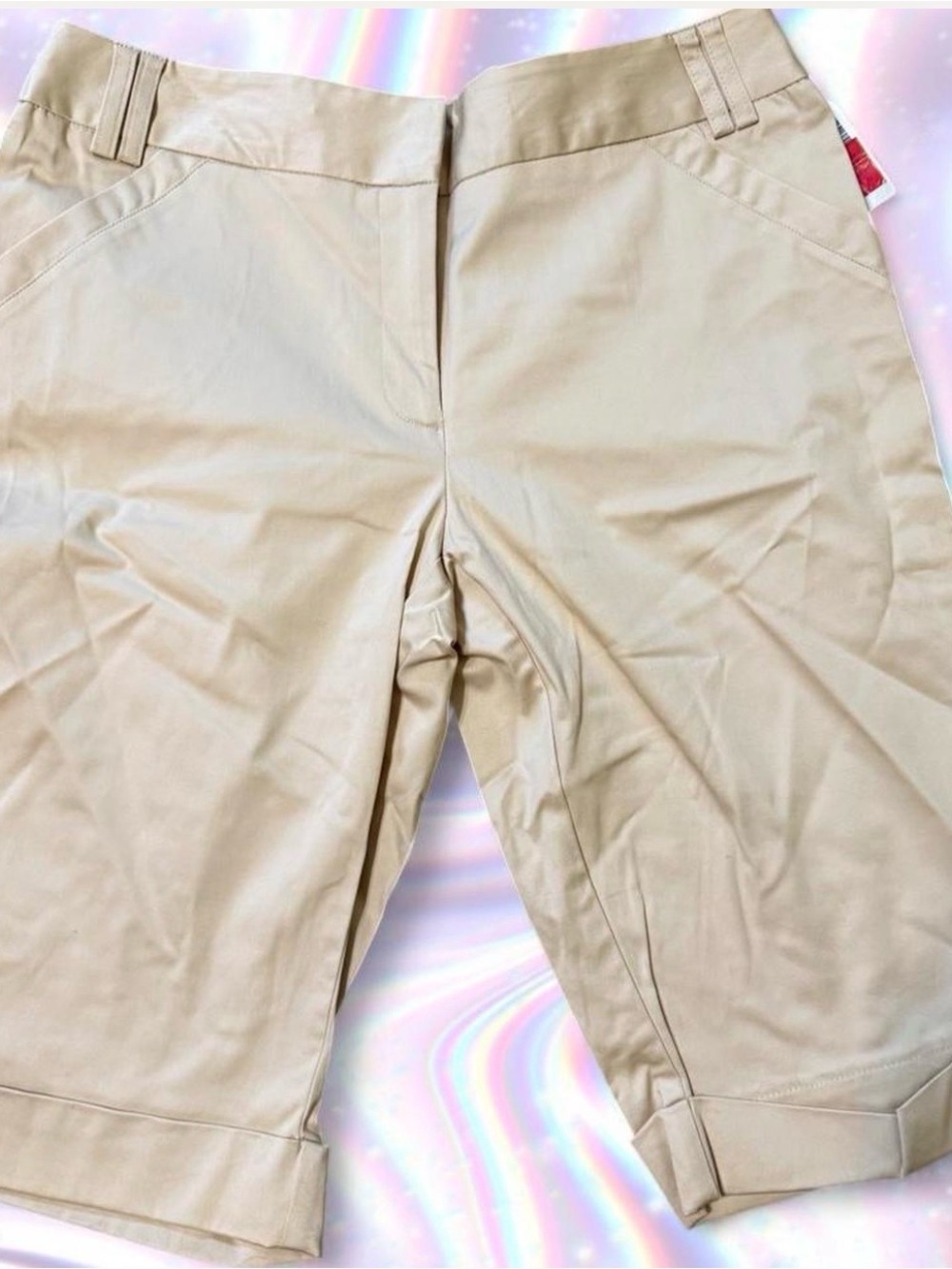 Studio 1940 Women's Flat-Front Capris Bermudas in Beige